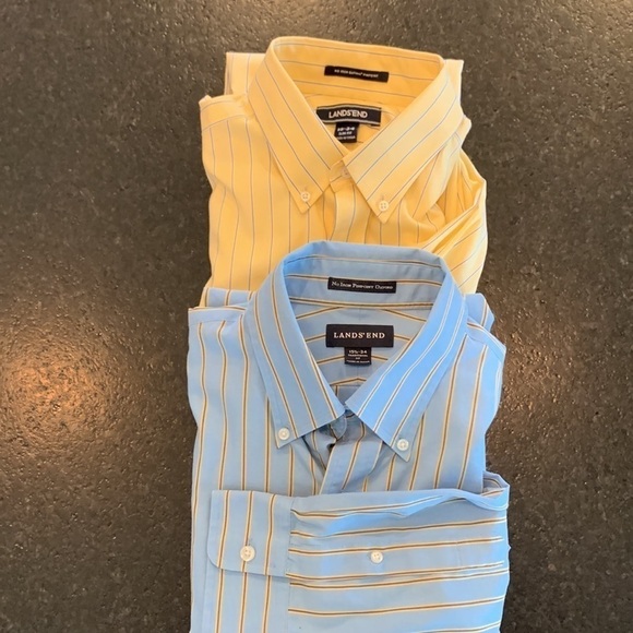 2 Lands End mens spring Easter long sleeve shirts NWOT. Size 15-34 slim fit nice - Picture 10 of 11